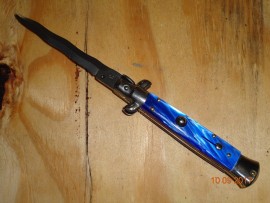 AB 9" Blue Pearl Stiletto Automatic Knife Kriss