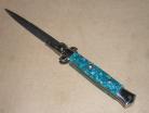 AB 9 Inch Coltellerie Italian Stiletto Automatic Knife Marble Blue Bayo