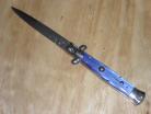 SKM/AB 9 Inch Italian Stiletto Blue Pearl Bayo Automatic Knife