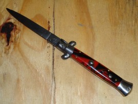 AB 9" Red Mosaic Stiletto Automatic Knife Flat Grind