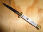 AB 9" Stiletto Brass White Pearl Automatic Knife Bayo