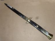 AGA Campolin 15 Inch Italian Stiletto Automatic Knife Brazilian Horn Brass Bayo