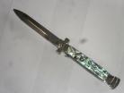 AGA Campolin 9 Inch Maltese Cross Abalone Stiletto Automatic Knife Bayo