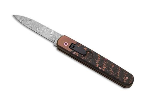 AGA Campolin Automatic Leverlock Baron Elite Limited Edition Titanium Knife Damascus Carbon Fiber