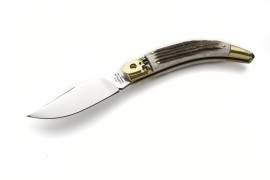 AGA Campolin Diana Brass Stag Horn Italian Leverlock Automatic Knife