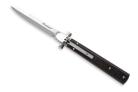 AGA Campolin Dominus Leverlock Ebony Wood Stiletto Automatic Knife Satin Bayo