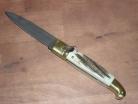 AGA Campolin Lever Lock Automatic Knife Stag Horn Brass Damascus
