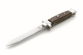 AGA Campolin Maltese Cross 9" Santos Wood Stiletto Automatic Knife Dagger