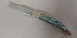 AGA Campolin Sahara Abalone Lock Back Stiletto Automatic Knife