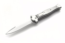 AGA Campolin Zero Leverlock Silver Automatic Knife Mirror Bayo