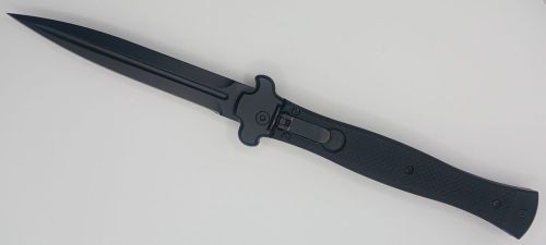 A.G.A. Campolin Zero + Leverlock Automatic Knife Black G-10 (4.7" Black Dagger)