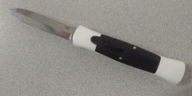 AKC 007 Concord White Black OTF Automatic Knife Satin Dagger