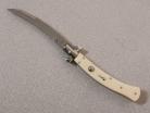 AKC 11" Imitation Ivory Automatic Stiletto Knife Curved Bayo