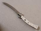 AKC 11" White Pearlex Automatic Stiletto Knife Curved Bayo