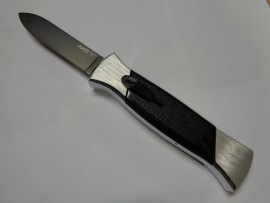 AKC 8.5" Black Finger 777 Black Satin D/A OTF Automatic Knife Black Flat