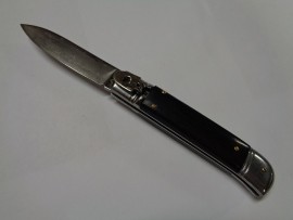 AKC 8 Inch Ebony Wood Lever Lock Automatic Knife