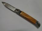 AKC 8 Inch Olive Wood Lever Lock Automatic Knife