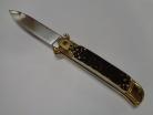 AKC 8 Inch Stag Horn Leverlock Brass Shot Puller Automatic Knife
