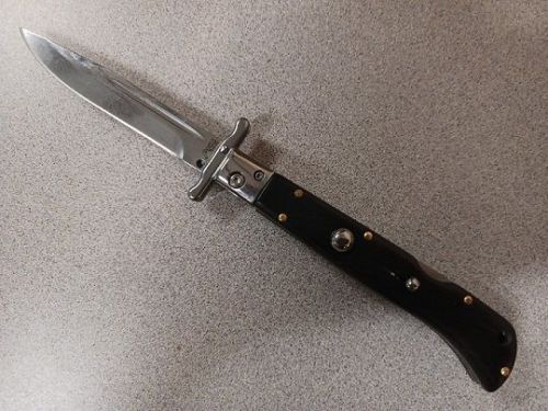 AKC 9" Roma Automatic Swinguard Knife Ebony Wood