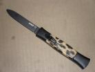 AKC Concord Large Leopard Black Flat Grind Italian OTF Automatic Knife