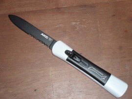 AKC Concord White Italian OTF Automatic Knife Black Serr