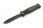AKC EVO Army Green D/A OTF Italian Automatic Knife Satin Black Flat Grind