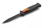 AKC EVO Black Orange D/A OTF Italian Automatic Knife Black Flat Grind
