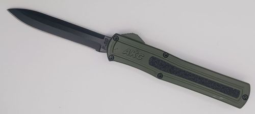 AKC F-20 D/A OTF Automatic Knife Army Green Black Drop Point (8.4" Overall)