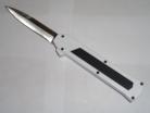 AKC F16 White Rubber Out The Front Automatic Knife Satin Bayo