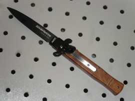 AKC 7.5" Leverletto Leverlock Automatic Knife Birchwood Black