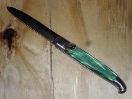 AKC Leverlock 9.5 Green Italian Automatic Knife Satin Dagger Bayo