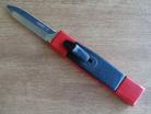 AKC Mini Red Black D/A OTF Automatic Knife Satin Dagger