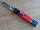AKC Mini Red Tuxedo D/A OTF Automatic Knife Satin Dagger
