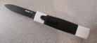 AKC Mini White Black D/A OTF Automatic Knife Black Flat Grind