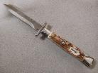 AKC Swinguard 9" Automatic Stiletto Stag Horn Damascus