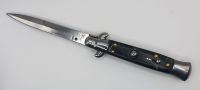 AKC World 9" Black Marble Italian Stiletto Automatic Knife Bayonet Satin