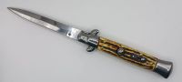 AKC World 9" Stag Italian Stiletto Automatic Knife Bayonet Satin