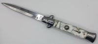 AKC World 9" White Pearl Italian Stiletto Automatic Knife Bayonet Satin