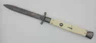 AKC World Italian 11" Imitation Ivory File Work Damascus Automatic Swinguard Knife