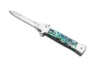 AKC X-Treme Shadow 9" Abalone Stiletto Automatic Knife 440c Polished Bayo