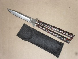 Balisong Red Marble 9 Inch Heavy Folding Butterfly Knife