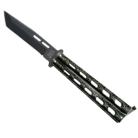 Bear And Son 5" Silver Vein Butterfly Knife Black Tanto