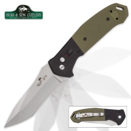 Bear And Son Ops Green Tanto Satin Automatic Knife