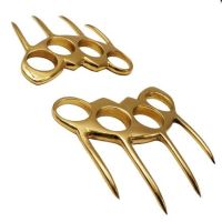Bear Claw Pair Brass Knuckles Paperweight Gold
