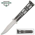 Bear & Son Black Butterfly Knife Drop Point 4"