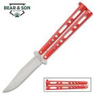 Bear & Son Red Butterfly Knife Drop Point 4"