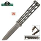 Bear & Son Silver Vein Tanto Blade Butterfly Knife