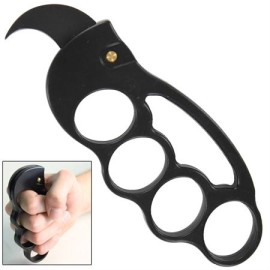 Black Brass Knuckle Karambit Automatic Knife