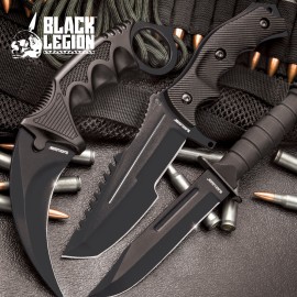 Black Legion Midnight Black Triple Combat Knife Set
