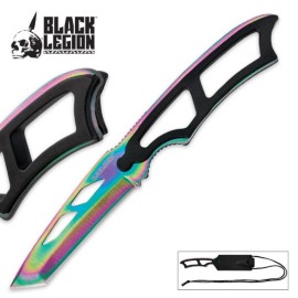 Black Legion Self Defense Neck Knife Rainbow Tanto